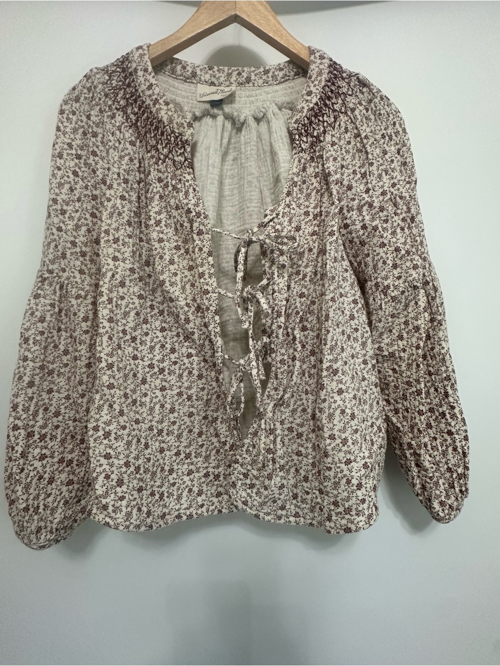 Universal Thread Cream Blouse with Brown Floral Print